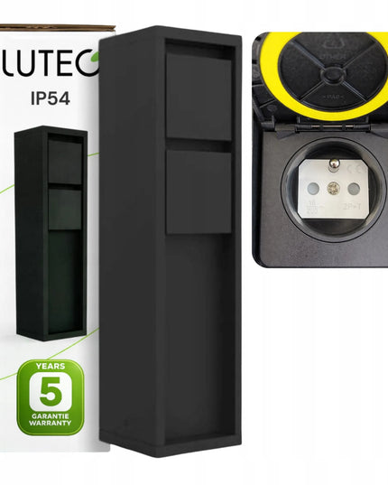 Lutec lauko elektros stulpelis Mains, juodas, IP54, 31 cm