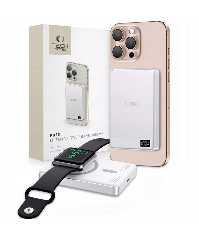 Magnetinis išorinis akumuliatorius Powerbank su MagSafe 5000 mAh 15W funkcijos palaikymu