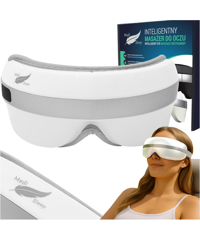 Veido ir akių masažuoklis su šilumos kompresu, 4 masažo režimai, Bluetooth, baltas