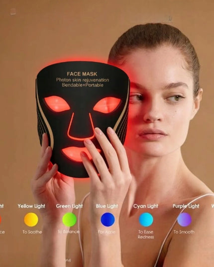 ABC LED veido kaukė, 7 šviesos spalvos, fotonų terapija