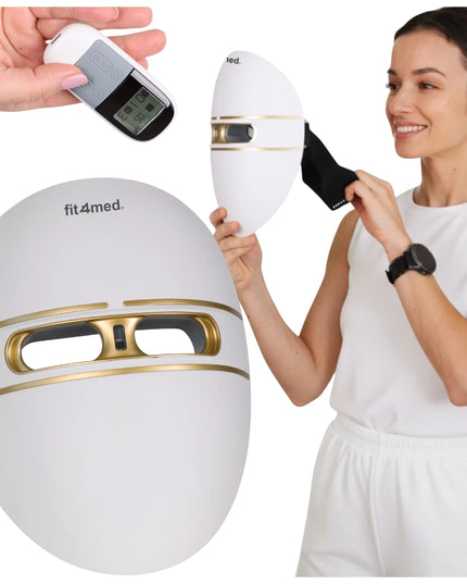 Fit4Med LED veido kaukė fototerapijai – 4 režimai, valdymo pultelis ir dovanų maišelis