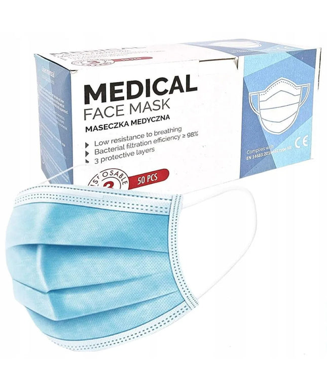 Medicininė apsauginė veido kaukė, Lenkijoje pagaminta, I tipo IIR, 50 vnt.