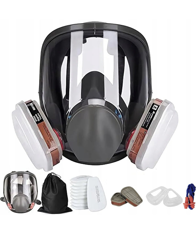 Apsauginė respiratorinė kaukė nuo dulkių + 2 anglies filtrai + 10 keičiamųjų filtrų