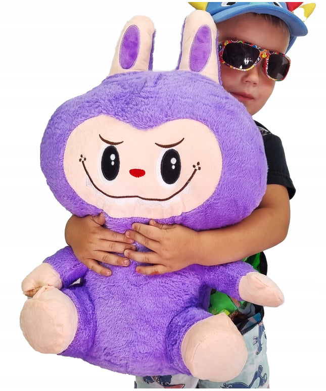 XXL pliušinis žaislas LABUBU tipo, didelis 50cm minkštas žaislas pliusakas + pledas 160 cm