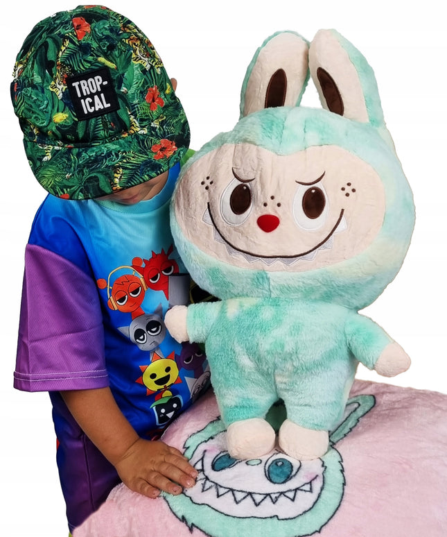 Pliušinis žaislas tipo LABUBU, didelis 50cm minkštas pliušinis žaislas XXL + antklodė 160cm