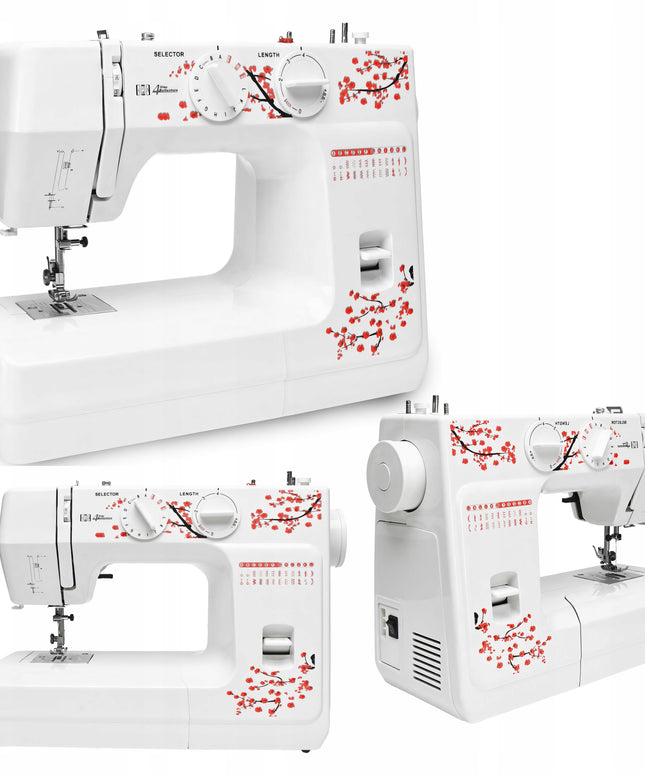 Namų siuvimo mašina su reguliuojamu greičiu, 48 dygsniai, galinga + priedai