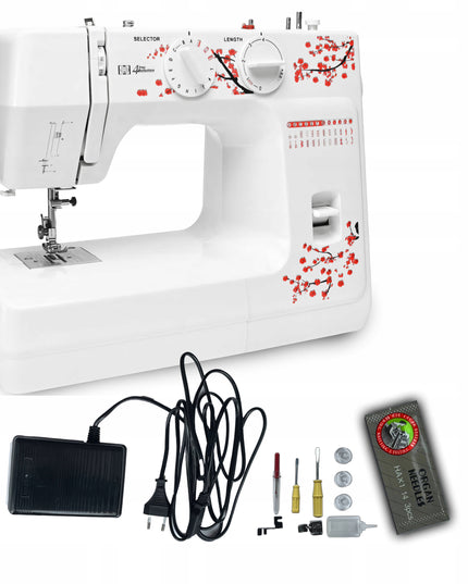 Namų siuvimo mašina su reguliuojamu greičiu, 48 dygsniai, galinga + priedai
