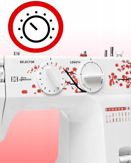 Namų siuvimo mašina su reguliuojamu greičiu, 48 dygsniai, galinga + priedai