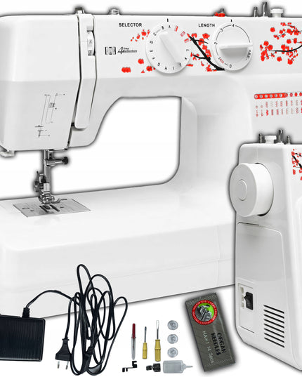 Namų siuvimo mašina su reguliuojamu greičiu, 48 dygsniai, galinga + priedai