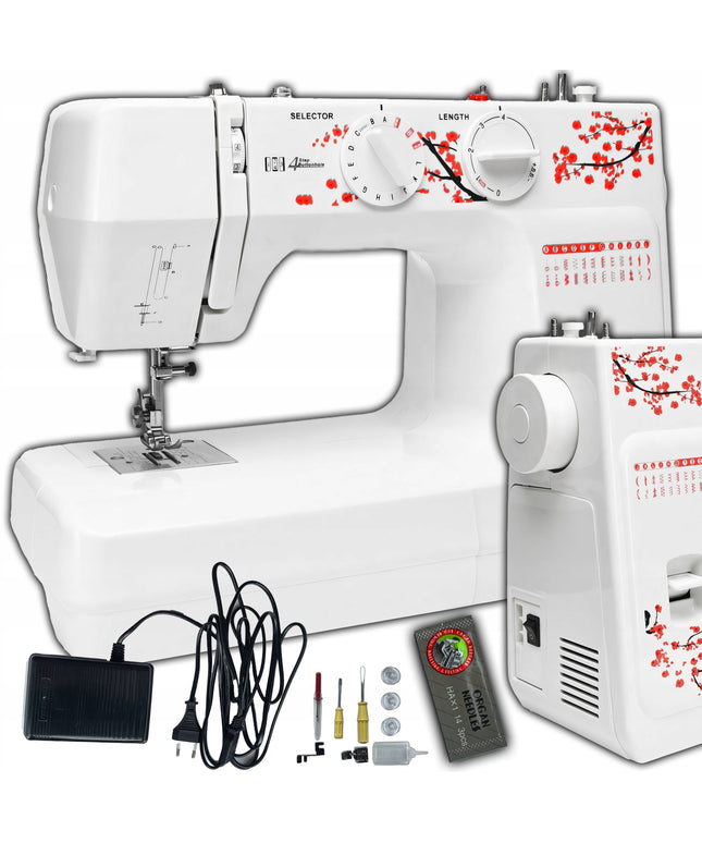 Namų siuvimo mašina su reguliuojamu greičiu, 48 dygsniai, galinga + priedai