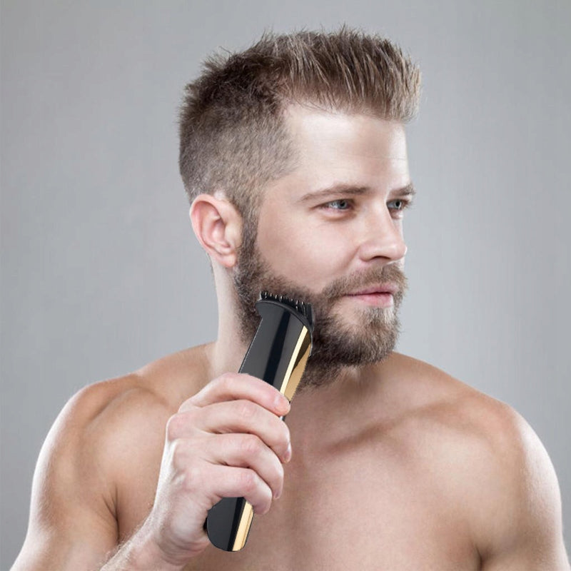 Kirpimo mašinėlė, trimeris, skustuvas - rinkinys barzdai, plaukams, nosiai, antakiams kirpti, su antgaliais