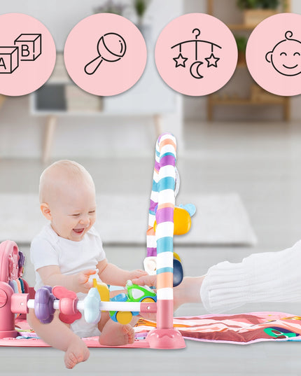 Interaktyvus edukacinis kilimėlis su pianinu, barškučiais ir kramtyklėmis kūdikiams