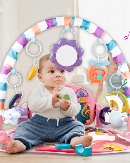 Interaktyvus edukacinis kilimėlis su pianinu, barškučiais ir kramtyklėmis kūdikiams