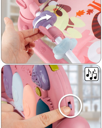 Interaktyvus edukacinis kilimėlis su pianinu, barškučiais ir kramtyklėmis kūdikiams