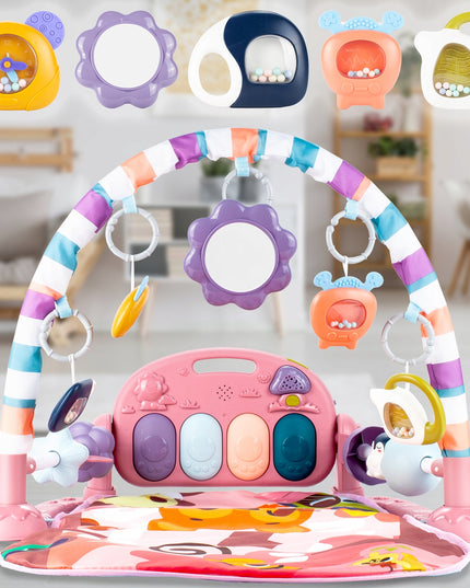 Interaktyvus edukacinis kilimėlis su pianinu, barškučiais ir kramtyklėmis kūdikiams