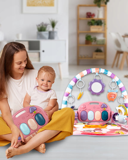 Interaktyvus edukacinis kilimėlis su pianinu, barškučiais ir kramtyklėmis kūdikiams