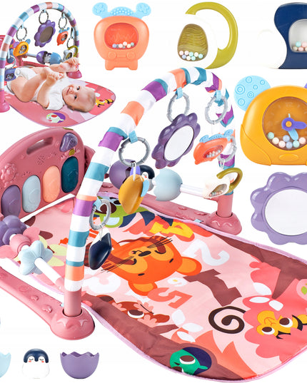 Interaktyvus edukacinis kilimėlis su pianinu, barškučiais ir kramtyklėmis kūdikiams