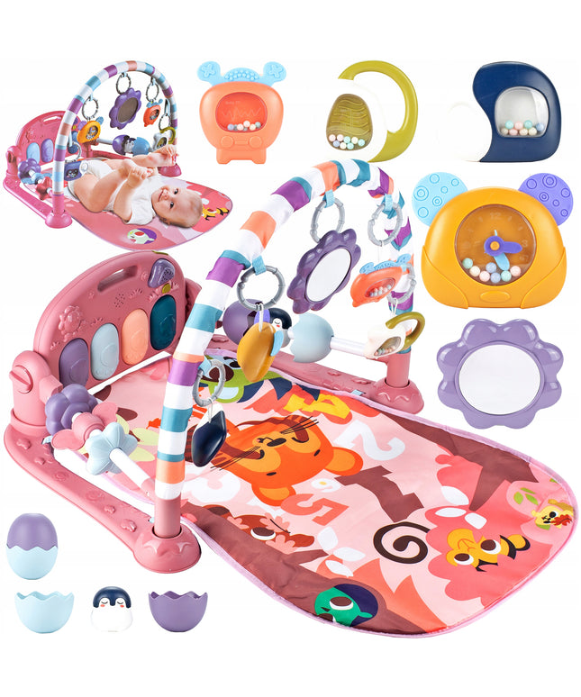 Interaktyvus edukacinis kilimėlis su pianinu, barškučiais ir kramtyklėmis kūdikiams