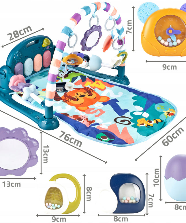 Edukacinis kilimėlis su pianinu, barškučiais ir kramtukais kūdikiams