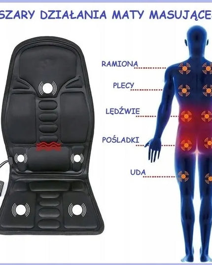 Šildantis masažinis kilimėlis su nuotolinio valdymo pulteliu automobiliui ir namams – nugaros masažuoklis