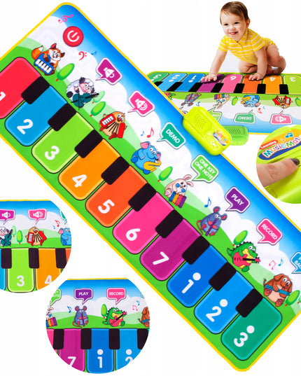 Interaktyvus muzikinės šokių kilimėlis vaikams, 130 cm, su fortepijono funkcija ir įrašymu
