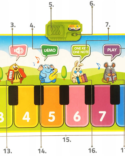 Interaktyvus muzikinės šokių kilimėlis vaikams, 130 cm, su fortepijono funkcija ir įrašymu