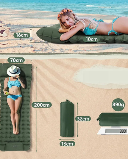Savaime prisipučiantis kempingo čiužinys 200 x 70 x 10 cm su pagalve