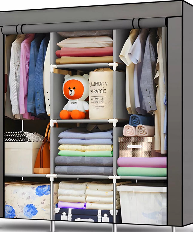 AUDINĖ TEKSTILINĖ SPINTA SULANKSTOMA GARDEROBAS DIDELĖ XL DRABUŽIAMS IR BATAMS