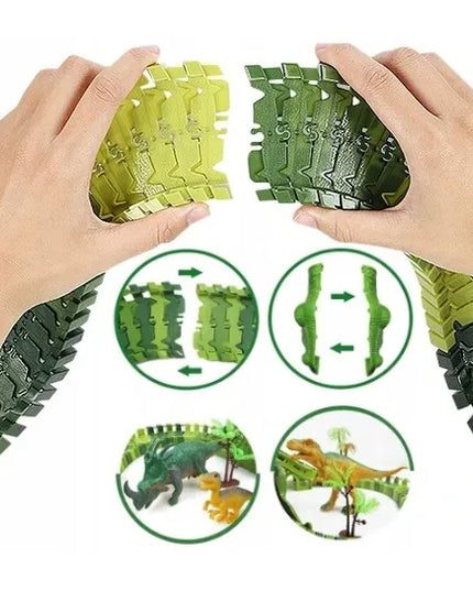 MEGA lenktynių trasa Dinozaurų parkas Magic Track su automobiliuku 270 dalių