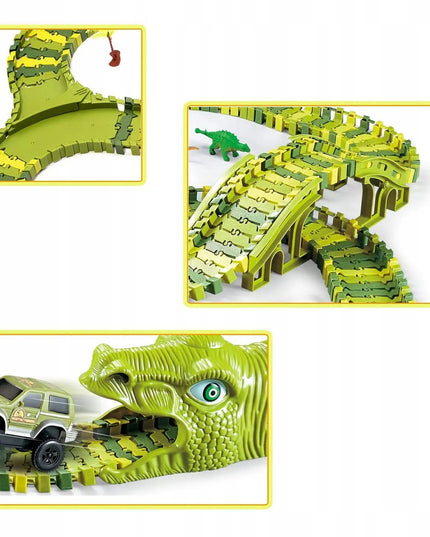 MEGA lenktynių trasa Dinozaurų parkas Magic Track su automobiliuku 270 dalių