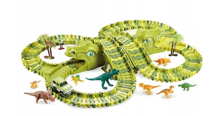 MEGA lenktynių trasa Dinozaurų parkas Magic Track su automobiliuku 270 dalių
