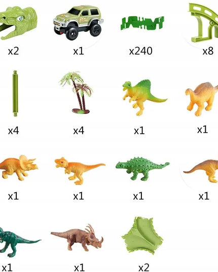 MEGA lenktynių trasa Dinozaurų parkas Magic Track su automobiliuku 270 dalių