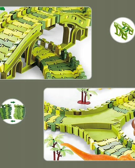 MEGA lenktynių trasa Dinozaurų parkas Magic Track su automobiliuku 270 dalių