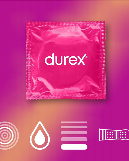 Didelis rinkinys DUREX Prezervatyvai Surprise ME Orgasmic INTENSE gelis vibratorius