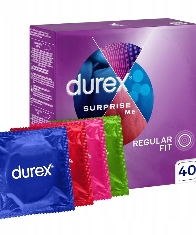 Didelis rinkinys DUREX Prezervatyvai Surprise ME Orgasmic INTENSE gelis vibratorius