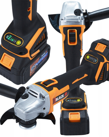 MEGA AKUMULIATORINIŲ ĮRANKIŲ RINKINYS 2X 4AH 21V 3in1 PLAKTUVAS, SMŪGINIS SUKTUVAS, ŠVITRINIS ŠLIFUOKLIS BLACK