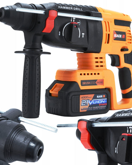 MEGA AKUMULIATORINIŲ ĮRANKIŲ RINKINYS 2X 4AH 21V 3in1 PLAKTUVAS, SMŪGINIS SUKTUVAS, ŠVITRINIS ŠLIFUOKLIS BLACK