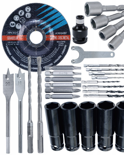 MEGA AKUMULIATORINIŲ ĮRANKIŲ RINKINYS 2X 4AH 21V 3in1 PLAKTUVAS, SMŪGINIS SUKTUVAS, ŠVITRINIS ŠLIFUOKLIS BLACK