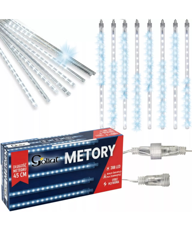 Krintantys meteorai, varvekliai 288 LED IP44, išorinis kalėdinis apšvietimas
