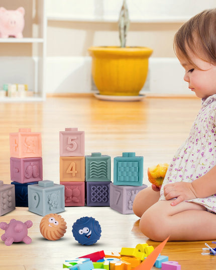 MINKŠTI KŪRYBIŠKI SENSORINIAI KŪBELIAI SKAIČIUKAI 27 VIENETAI KŪDIKIAMS KRAMTUKAI