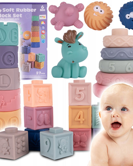 MINKŠTI KŪRYBIŠKI SENSORINIAI KŪBELIAI SKAIČIUKAI 27 VIENETAI KŪDIKIAMS KRAMTUKAI