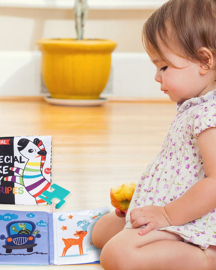 MINKŠTOS KNYGELĖS 12 PUSLAPIAI MEDŽIAGINĖS SENSORINĖS 6 VNT. KRAMTYKLĖ GYVŪNĖLIAI