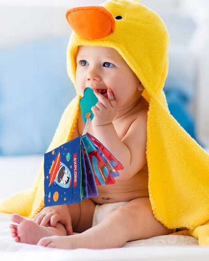 MINKŠTOS KNYGELĖS 12 PUSLAPIAI MEDŽIAGINĖS SENSORINĖS 6 VNT. KRAMTYKLĖ GYVŪNĖLIAI