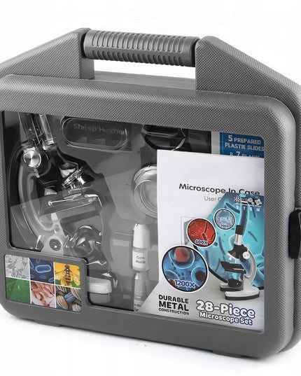 OPTINIS MIKROSKOPAS ZOOM 1200X LABORATORINIS RINKINYS 3 OBJEKTYVAIS + AKSESUARAI