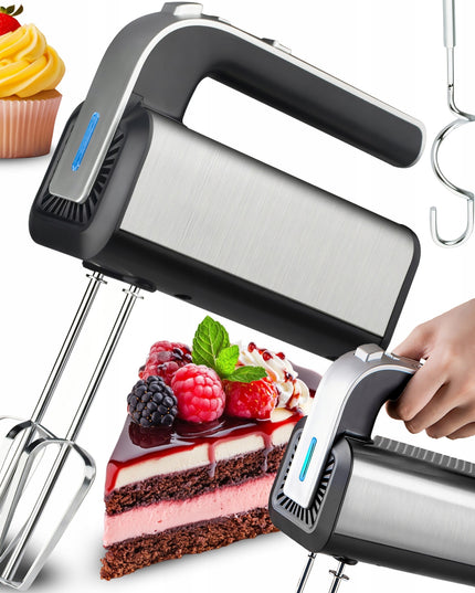 RANKINIS MAIŠYTUVAS VIRTUVEI 300W TURBO, 5 GREIČIAI, METALINĖS ŠLUOTELĖS, TEŠLOS KULIAI, SIDABRINĖS SPALVOS