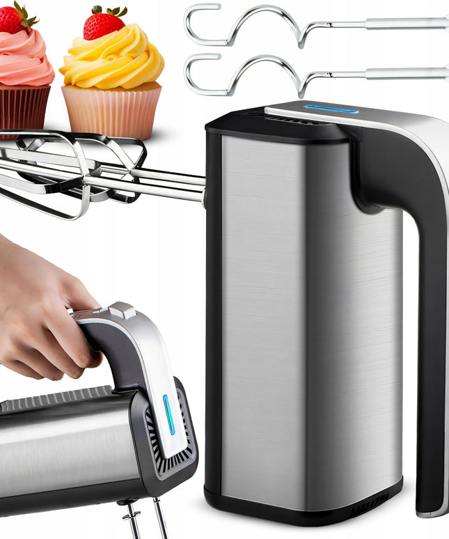 RANKINIS MAIŠYTUVAS VIRTUVEI 300W TURBO, 5 GREIČIAI, METALINĖS ŠLUOTELĖS, TEŠLOS KULIAI, SIDABRINĖS SPALVOS