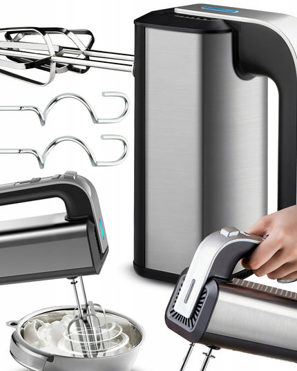 RANKINIS MAIŠYTUVAS VIRTUVEI 300W TURBO, 5 GREIČIAI, METALINĖS ŠLUOTELĖS, TEŠLOS KULIAI, SIDABRINĖS SPALVOS