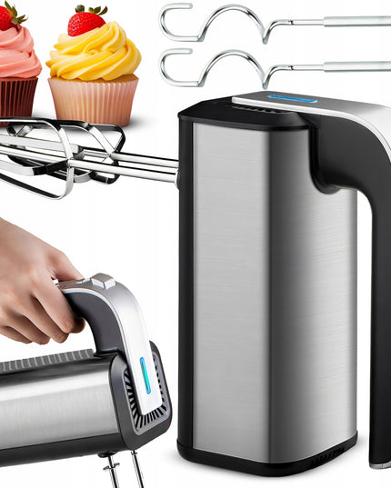 RANKINIS MAIŠYTUVAS VIRTUVEI 300W TURBO, 5 GREIČIAI, METALINĖS ŠLUOTELĖS, TEŠLOS KULIAI, SIDABRINĖS SPALVOS