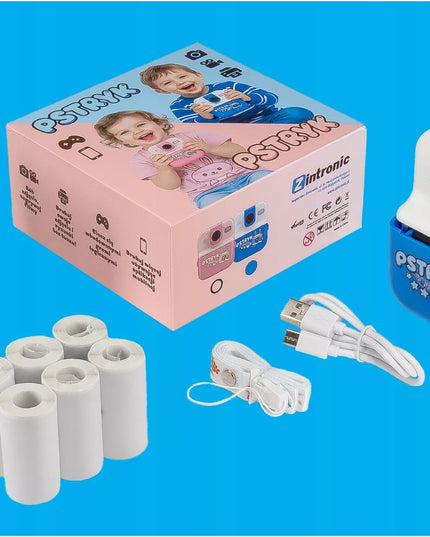 MINI TERMO spausdintuvas "Pstryk" momentinis fotoaparatas vaikams, su 12 ritinėlių