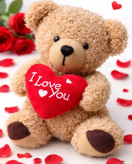 Pliušinis meškiukas „Love You“ su širdelę – mielas žaislas Motinos dienai ir Vaikų dienai, 14 cm
